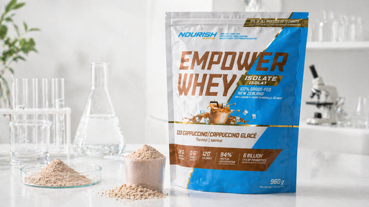 Isolate whey protein by NWP Supplements showing protein pouch, scoop, and shaker bottle for muscle recovery, clean nutrition, and fast absorption.